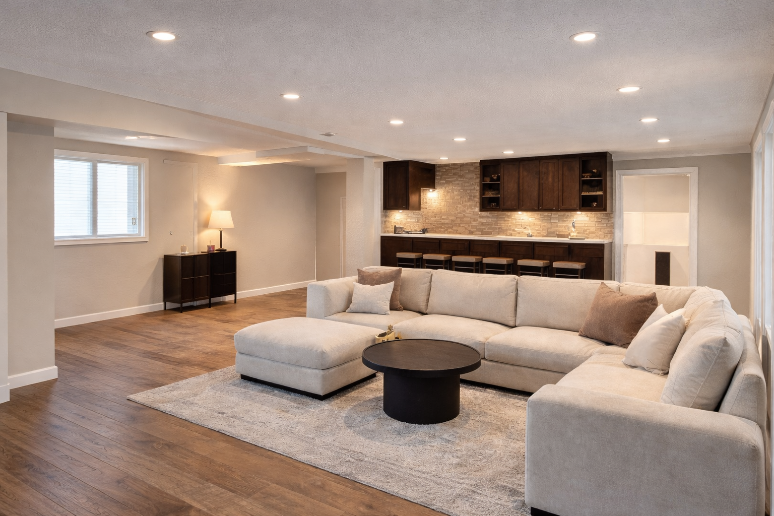 basement remodeling in renton finished modern basement living area