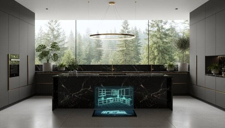 Modern kitchen with new cabinets and quartz countertops in Kirkland WA