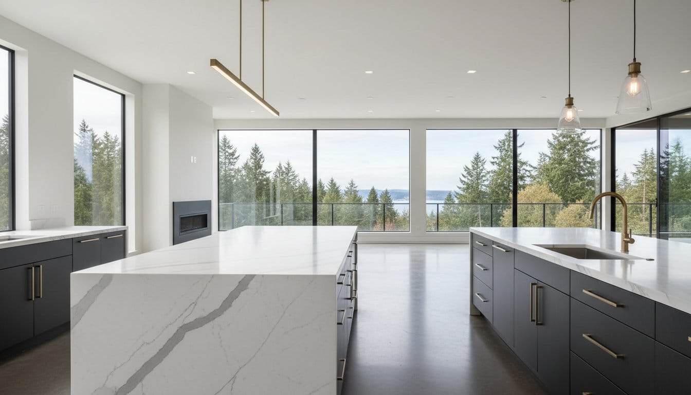 Whole home renovation construction project in Kent WA with contractors remodeling interior
